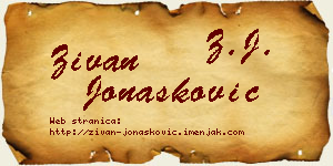 Živan Jonašković vizit kartica